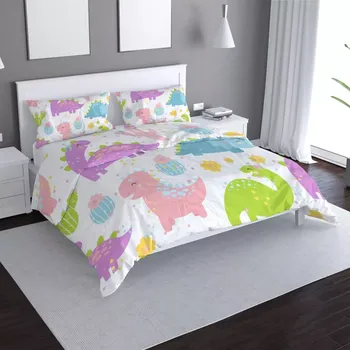 Povlečení Saténové povlečení Dinosauři s kaktusy - Sablio - 140x200 / 90x70