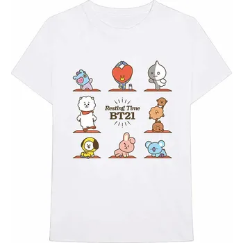 Pánská móda BT21 tričko, Resting Time White, pánské M