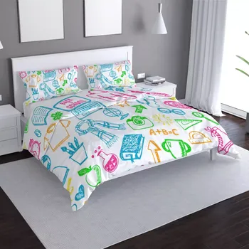 Povlečení Saténové povlečení Barevná škola - Sablio - 140x220 / 90x70