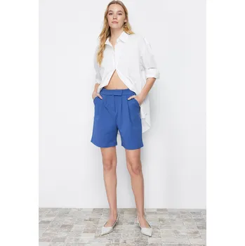 Dámské kraťasy Trendyol Indigo plisované pletené kraťasy se zapínáním na suchý zip &amp; bermudy Trendyol modrá 2645041