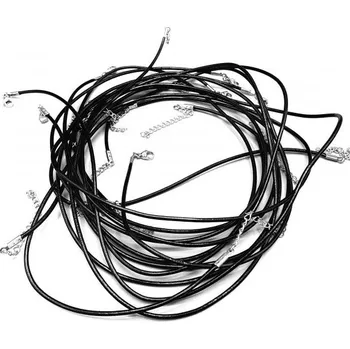 Řetízek Kožený řemínek kulatý se zapínáním 2 mm černá č. 1 - 42 cm