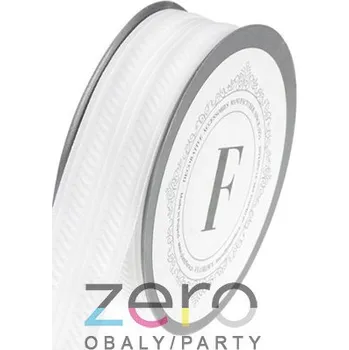 Stuha Stuha tkaná 3 cm x 10 m - bílá se vzorem