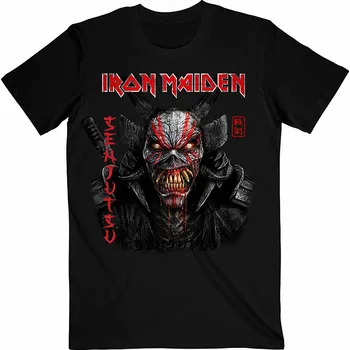 Pánská móda Iron Maiden tričko, Senjutsu Black Cover Vertical Logo Black, pánské XXL