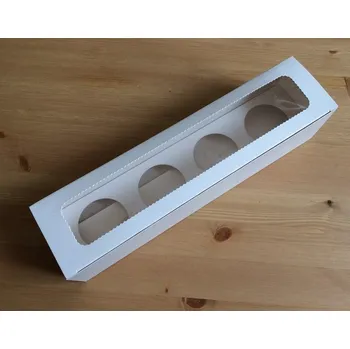 Termobox Sugar and Cakes KRABIČKA bílá - na 4ks cupcakes/muffinů PODÉLNÁ (2 díly)