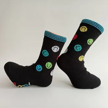 Kojenecké oblečení TREPON Dětské sportovní froté ponožky smajlík, černé Velikost: 19-21cm /29-32/