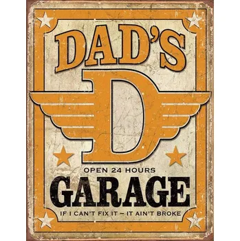 Plechová cedule D.E. metal signs Plechová cedule Dad's Garage 40 cm x 32 cm