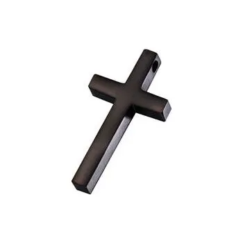 Přívěsek OK1424-K Černý ocelový přívěšek křížek 17 x 31 mm