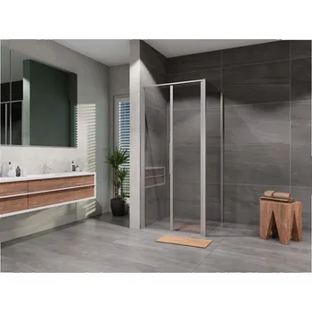 Sprchový kout Tadao 90 x 90 cm, sklo čiré, profil aluchrom, čtverec, 2křídlé dveře, Lansanit PD2-90/SPD90-2