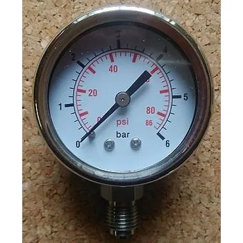 Manometr celonerezový pr. 50mm, s přípojem G1/4, rozsah 0-6 bar