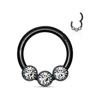 Piercing K01057-KC Černý piercing kruh segment 1,2 x 8 mm