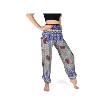 Dámské kalhoty Kalhoty Joga WASTE, béžové, modré květy