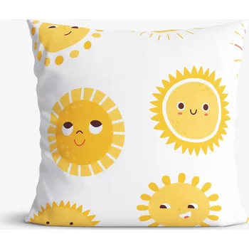Povlak na dekorativní polštářek Dětský bavlněný povlak na polštář - Usměvavá sluníčka 50 x 60 cm