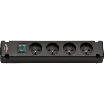 Prodlužovací kabel Brennenstuhl Prodlužovačka montovatelná BREMOUNTA 4 zásuvky s vypínačem černá bez kabelu Bez kábla