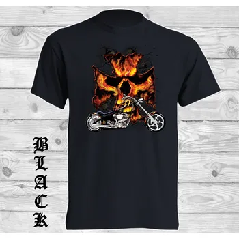 Chlapecké tričko chopper-detske-levne-bavlnene-tricko-potisk-ohnivy-kriz Barva: Black -černá, velikost: 164