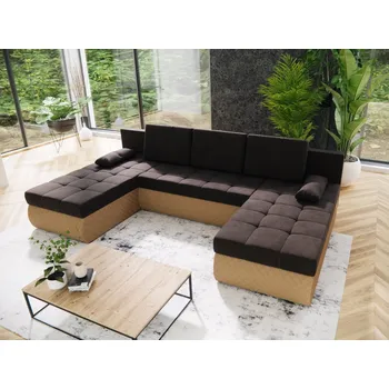 Sedací souprava Rohová sedačka ARTAJO U, hnědá/krémová + vyzvednutí ZDARMA