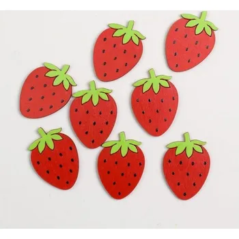 Vánoční dekorace Dřevěné dekorace, jahody, samolepící, 33x48mm, 8ks/bal.