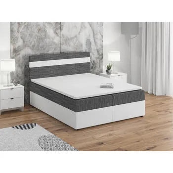 Postel Postel boxspring MACAO 140x200 cm, šedá látka/bílá ekokůže +možnost VÝNOSU + vyzvednutí ZDARMA