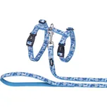 Nobby Camouflage postroj s vodítkem pro velké kočky světle modrý XL