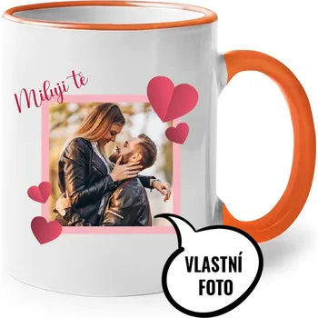 Hrnek s fotkou pro zamilované, Barva Oranžová, Velikost 330 ml, Canvas Keramický hrnek s barevným uchem Bezvatriko.cz 2382
