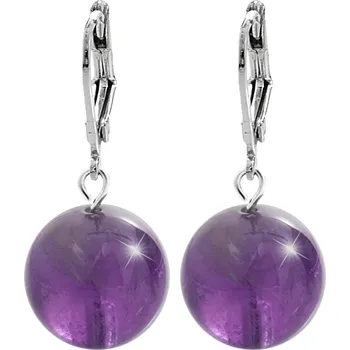 Módní doplněk JSB bijoux s.r.o. Ocelové náušnice klapky s přívěskem minerální kuličky Amhetyst