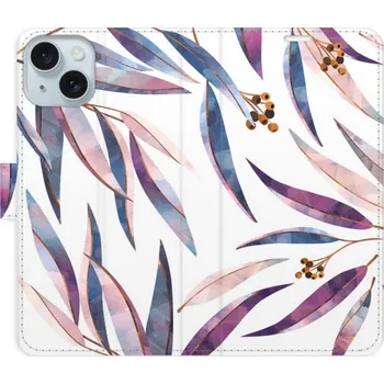 Pouzdro na mobilní telefon Flipové pouzdro iSaprio - Ornamental Leaves - iPhone 15 Plus