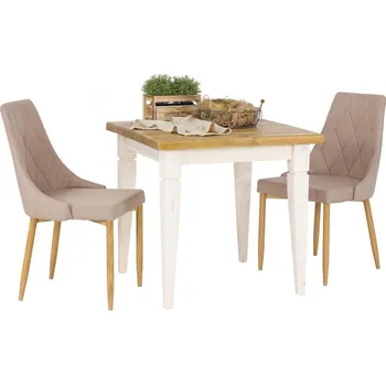 Jídelní stůl ARTEN (NANO Systems s.r.o.) Rustikální jídelní stůl POPRAD MES03B - borovice (bílý vosk) ROZMĚR: (š/h/v) 80 x 80 x 76 cm