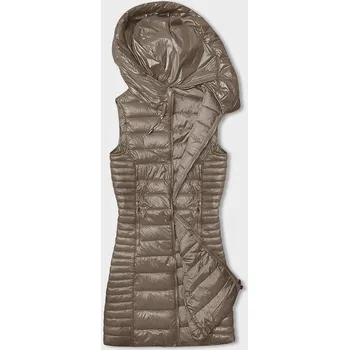 Dámská vesta Prošívaná vesta v barvě cappuccino s kapucí (16M9113-62) odstíny béžové XL (42)