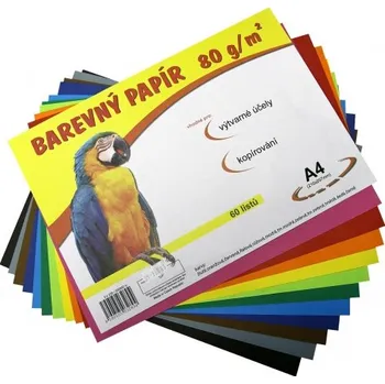 Barevný papír Papír barevný A4 60listů, 80g -12 barev
