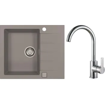 Granitový dřez Alveus Set Cadit 10 Granitový dřez s odkapem 590x500 mm + baterie Tonia chrom, beton, SETA22025
