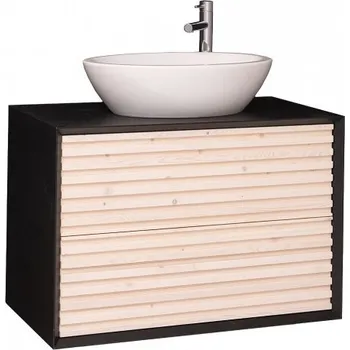 Koupelnový nábytek Závěsná 2-zásuvková skříňka pro umyvadlo Layne 756 - černá/béžová
