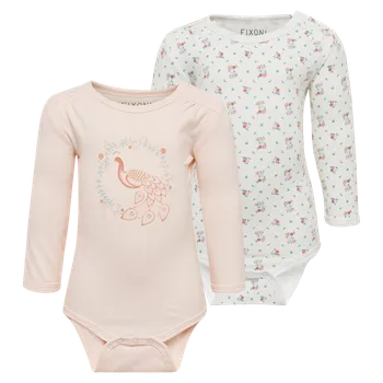 Kojenecký body BODY FIXONI KOJENECKÉ. 2 KS, S PÁVEM, RŮŽOVÉ, BAVLNA Velikost: 56