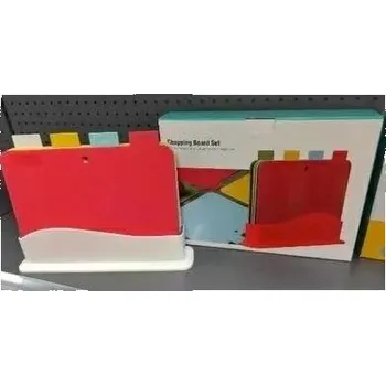 Kuchyňské prkénko Sada plastových prkének ve stojanu 4 ks