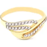 Zlatý prsten vlnky s pruhy zirkonů 1,83g