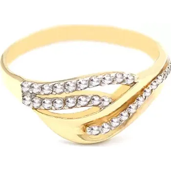 Prsten Zlatý prsten vlnky s pruhy zirkonů 1,83g