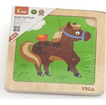 Dřevěná hračka Dřevěné puzzle pro nejmenší Viga 4 ks Koník