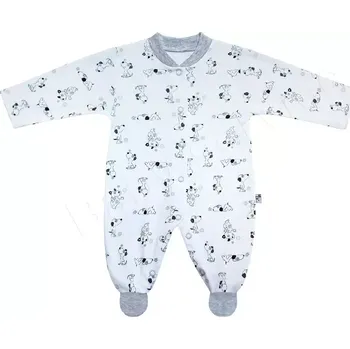 Kojenecký overall Bavlněný overal s rukavičkami Pejsek Baby Service Šedý lem velikost 74