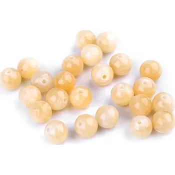 Korálek Minerální korálky Jadeit žlutý Ø8 mm 15 kusů - jadeit žlutý