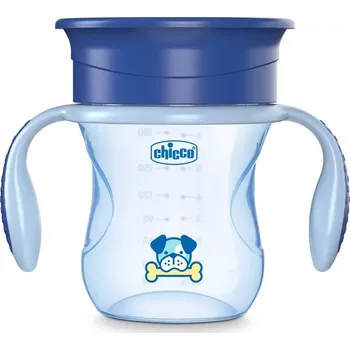 Kojenecká láhev CHICCO Hrneček Perfect 360 s držadly 200 ml modrý 12m+ (06951.200)