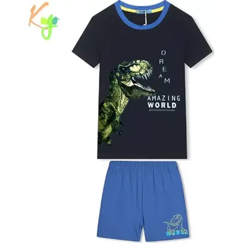 Chlapecké pyžamo Chlapecké letní pyžamo KUGO WT7307, tm. modrá / sv. modrá (pyžamo pro kluky s dinosaurem)