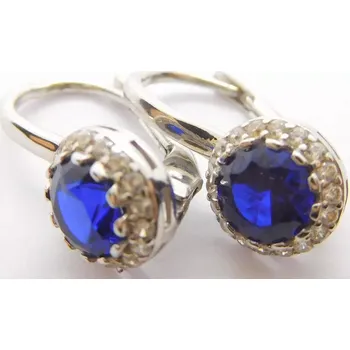 Náušnice Klenoty Budín Dámské krásné náušnice z bílého zlata se zirkony a modrými safíry 585/2,59gr HK2220 (Klenoty Budín Dámské krásné náušnice z bílého zlata se zirkony a modrými safíry 585/2,59gr HK2220)