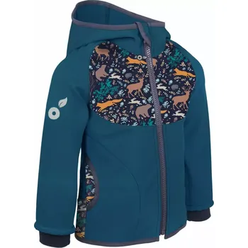 Chlapecká bunda Dětská softshellová bunda Unuo s fleecem Noční zvířátka kobaltová velikost 104/110