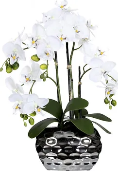 Umělá květina Gasper Umělá orchidej v oválném květináči 55 cm bílá
