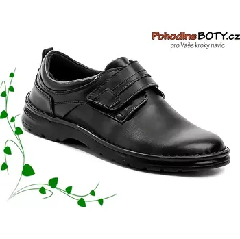 Pánská zdravotní obuv Pánské polobotky suchý zip širší kůže pa 411 černé Wawel