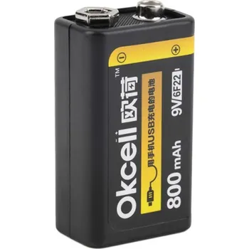 Článková baterie Akumulátor OKcell 9V 800mAh Nabíjecí baterie USB pro RC Modely mikrofon