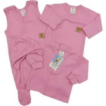 Kojenecká souprava 4-dílná soupravička do porodnice Exlusiv růžová