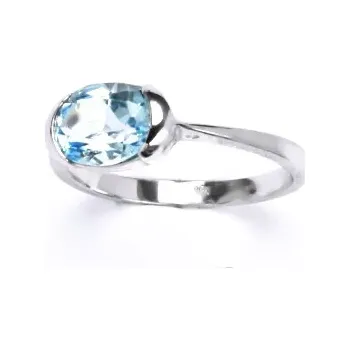 Prsten Stříbrný prsten přírodní topaz sky - VR110 (Stříbrný prsten s topazem 8x6 mm )