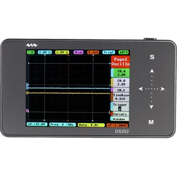 Osciloskop DS202 Mini 2-kanálový digitální osciloskop Rozhraní USB Plně barevný TFT displej Paměť 8MB Paměť 1MHz 10MSa / s