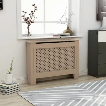 Radiátor vidaXL Kryt na radiátor 112 x 19 x 81,5 cm MDF [288193] Barva: Hnědá