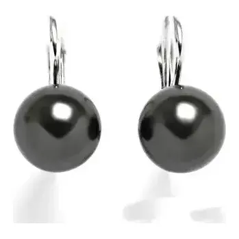 Náušnice Stříbrné náušnice Swarovski perla black - NK1183 (Stříbrné náušnice s perlou Swarovski 8 mm)