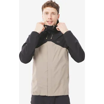 Pánská bunda QUECHUA Pánská turistická nepromokavá bunda MH 150 XL BÉŽOVÁ|ČERNÁ